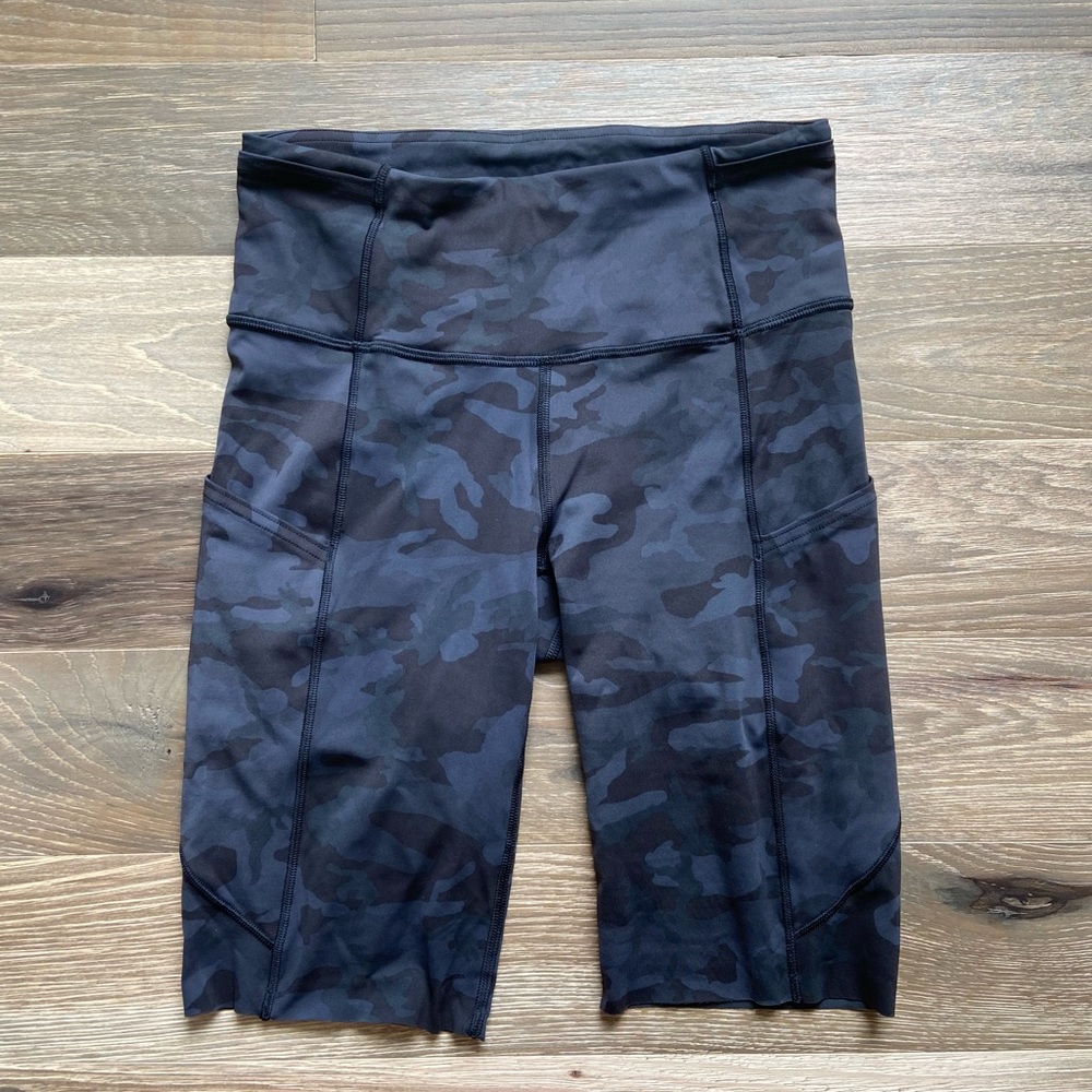 Lululemon Fast and Free Camo Biker Shorts